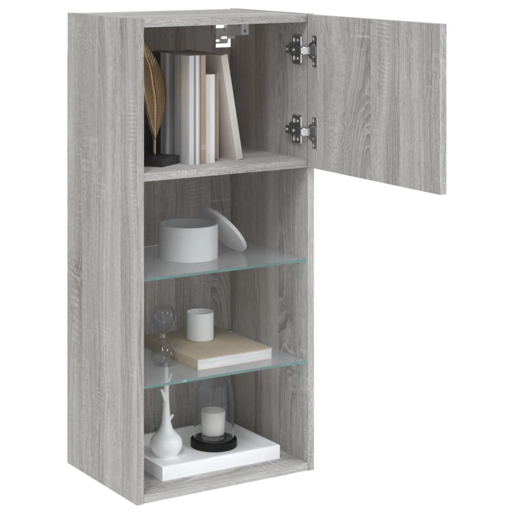 TV Cabinets with LED Lights 2 pcs Grey Sonoma 40.5x30x90 cm