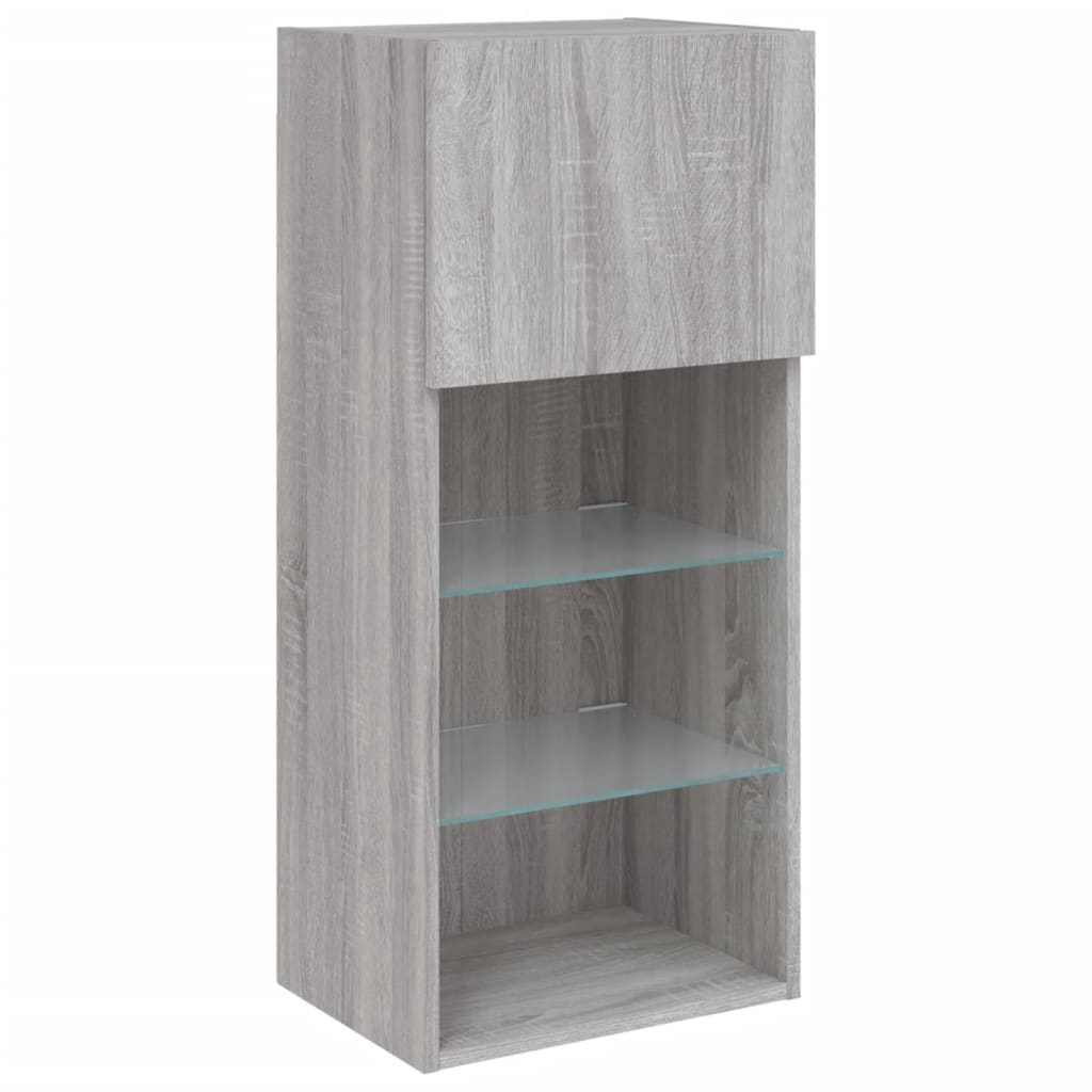 TV Cabinets with LED Lights 2 pcs Grey Sonoma 40.5x30x90 cm