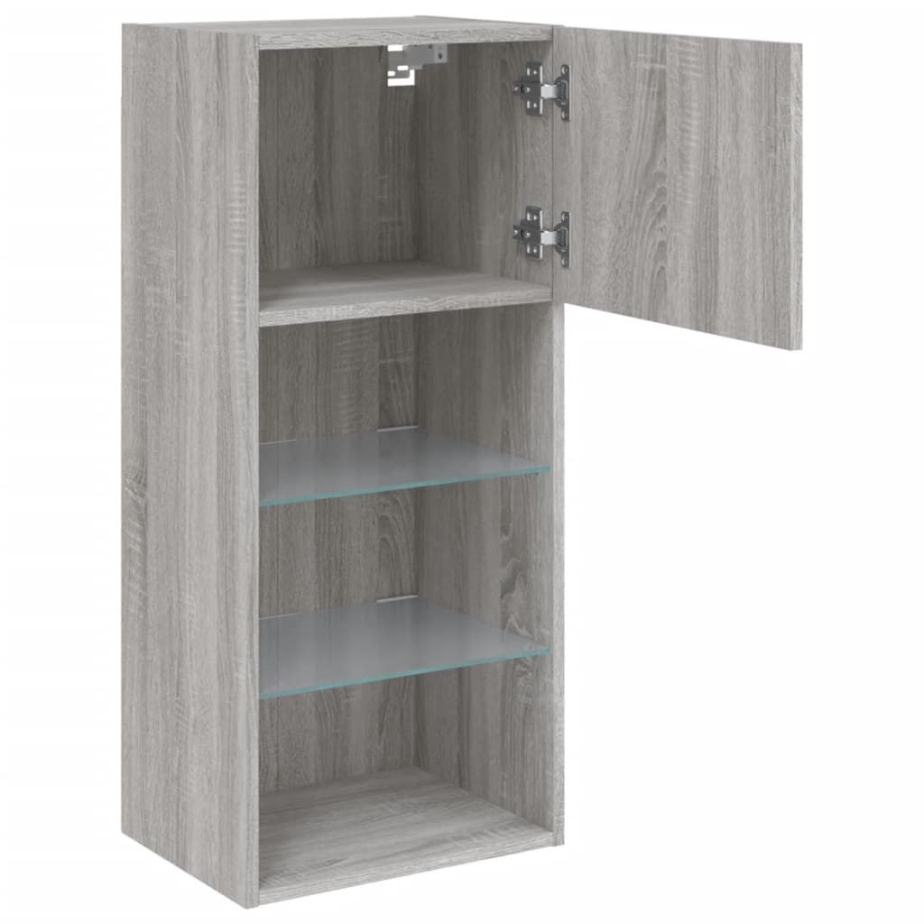TV Cabinets with LED Lights 2 pcs Grey Sonoma 40.5x30x90 cm