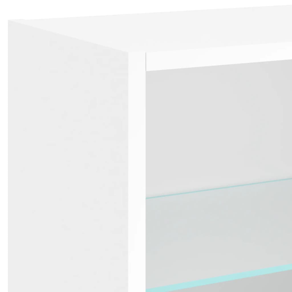 Bedside Cabinets with LED Lights Wall-mounted 2 pcs White