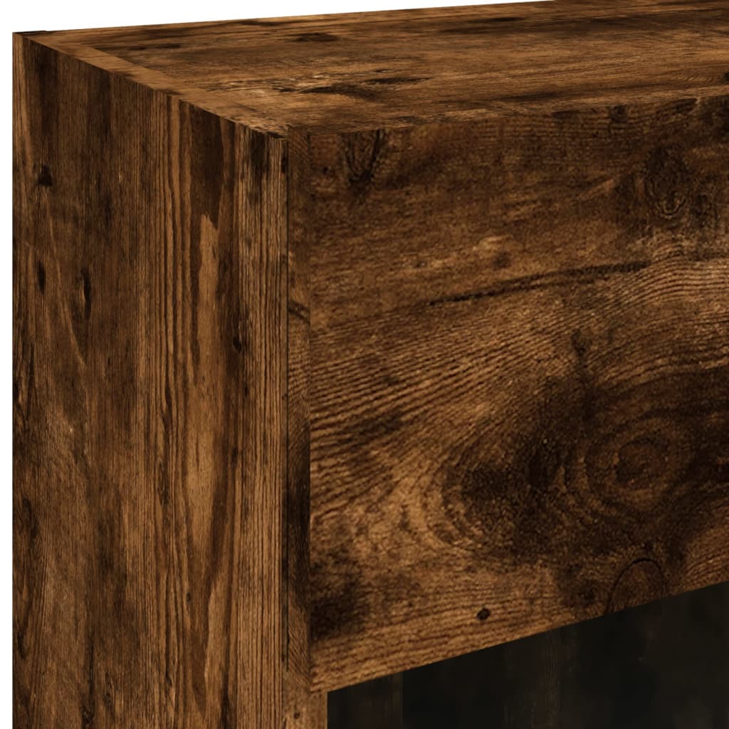 TV Wall Cabinet with LED Lights Smoked Oak 40x30x60,5 cm