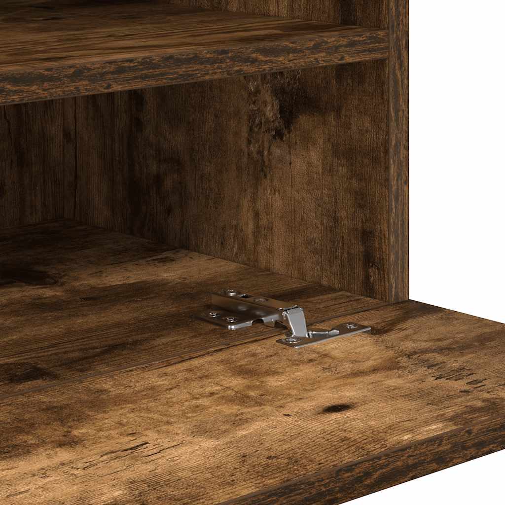 Wall Cabinets with LED Lights for TV 2 pcs Smoked Oak 40x30x60,5 cm
