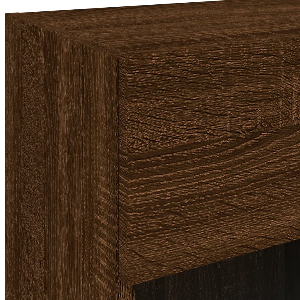 TV Wall Cabinet with LED Lights Brown Oak 40x30x60,5 cm