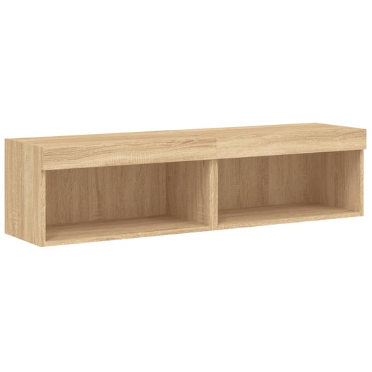 TV Cabinets with LED Lights 2 pcs Sonoma Oak 60x30x30 cm