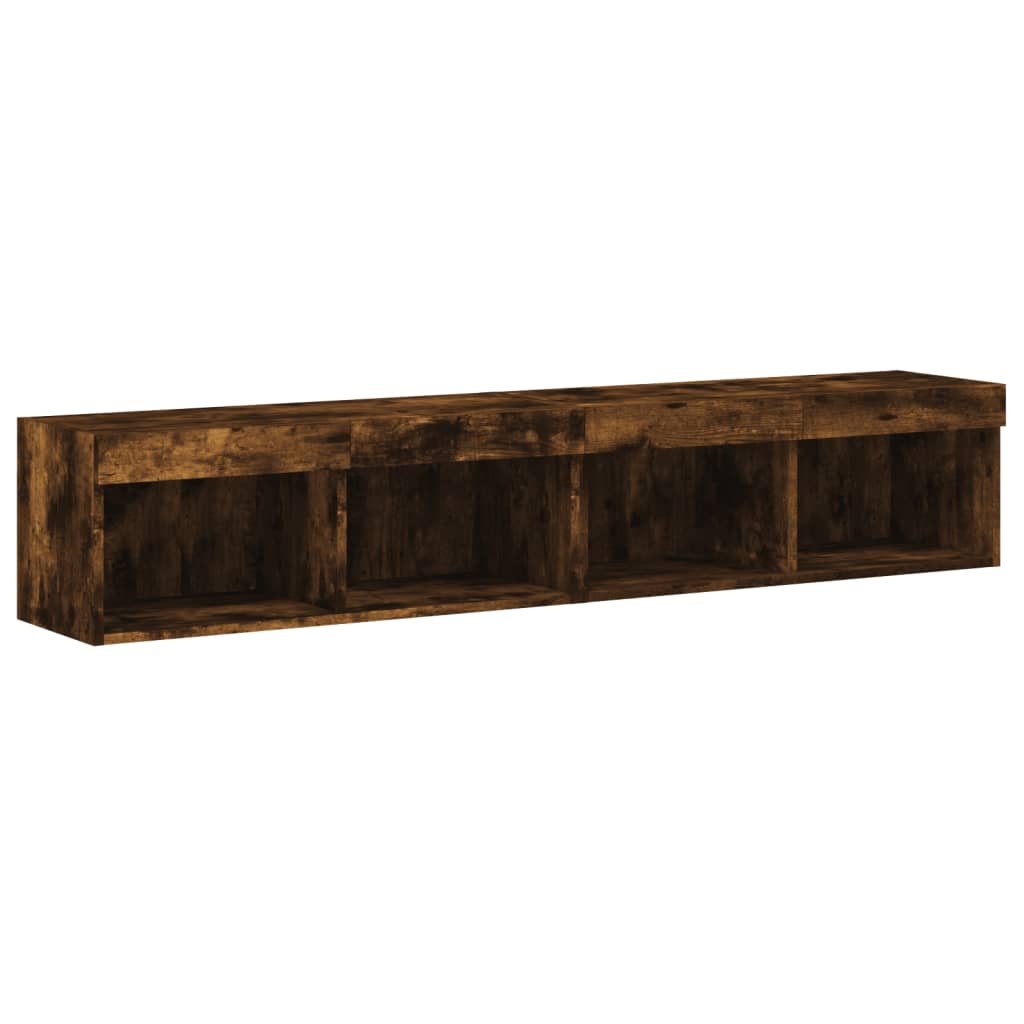 TV Cabinets with LED Lights 2 pcs Smoked Oak 80x30x30 cm