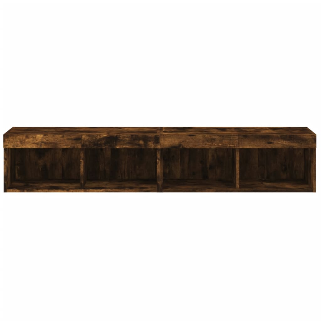 TV Cabinets with LED Lights 2 pcs Smoked Oak 80x30x30 cm