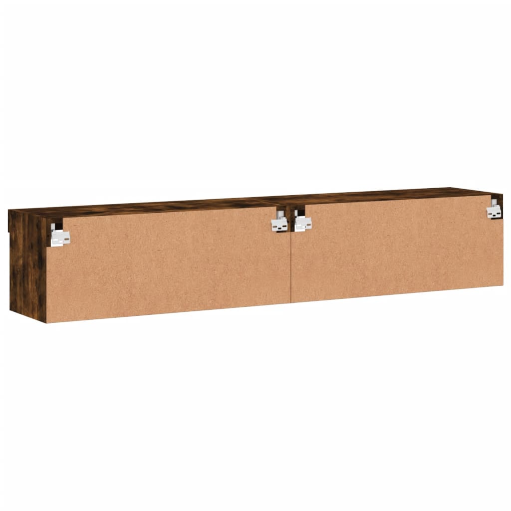 TV Cabinets with LED Lights 2 pcs Smoked Oak 80x30x30 cm