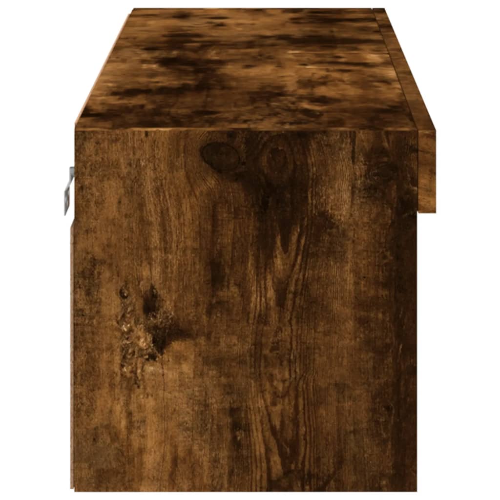 TV Cabinet with LED Lights Smoked Oak 100x30x30 cm