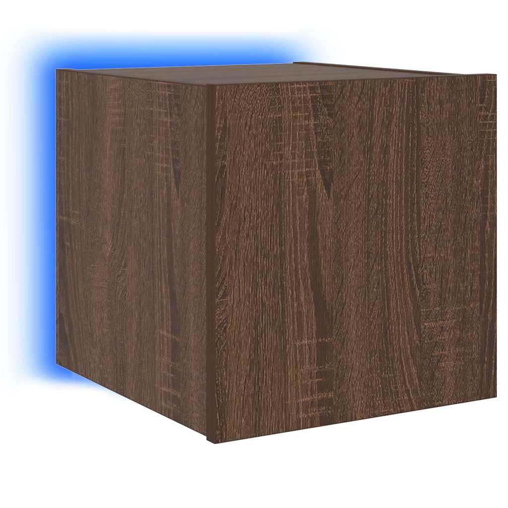 TV Wall Cabinets with LED Lights 2 pcs Brown Oak 30.5x35x30 cm