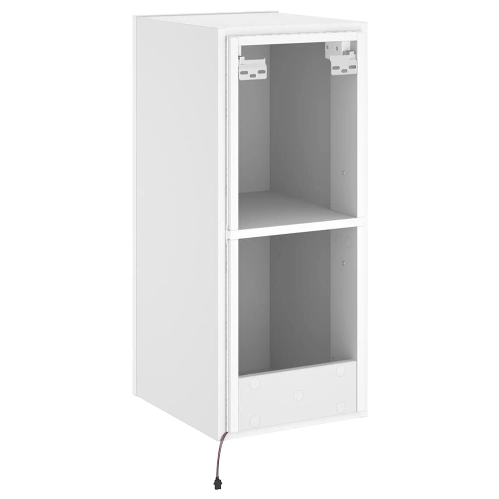 TV Wall Cabinet with LED Lights White 30.5x35x70 cm