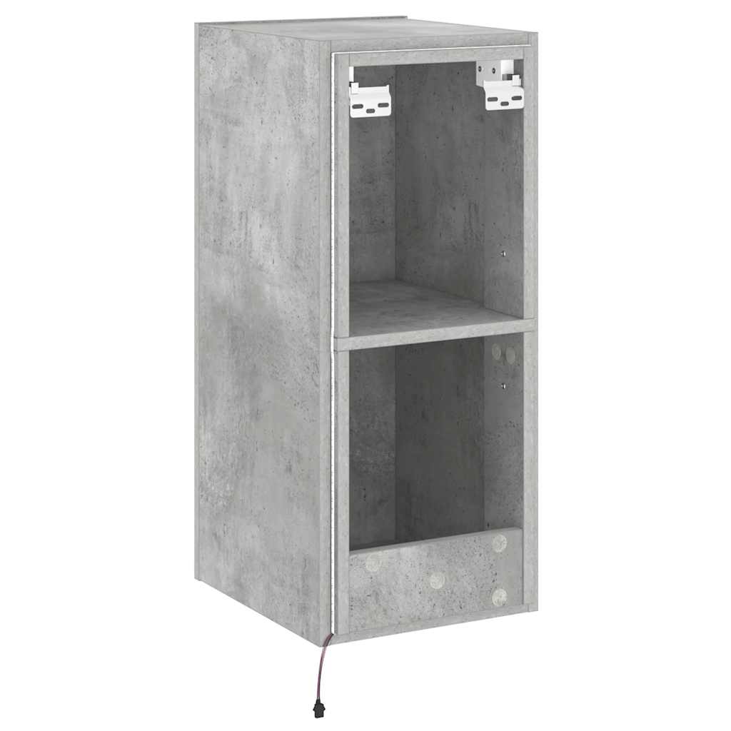 TV Wall Cabinet with LED Lights Concrete Grey 30.5x35x70 cm