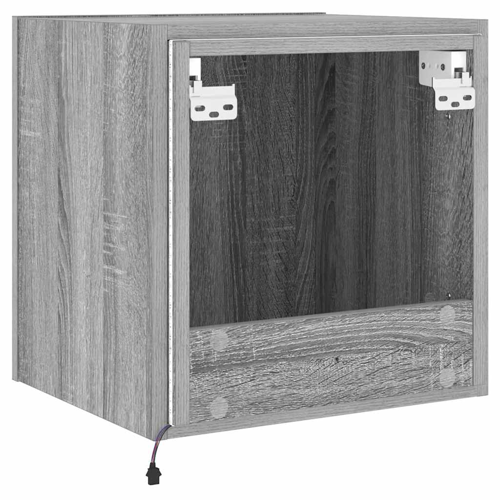 TV Wall Cabinet with LED Lights Grey Sonoma 40.5x35x40 cm