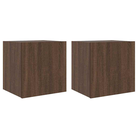 TV Wall Cabinets with LED Lights 2 pcs Brown Oak 40.5x35x40 cm