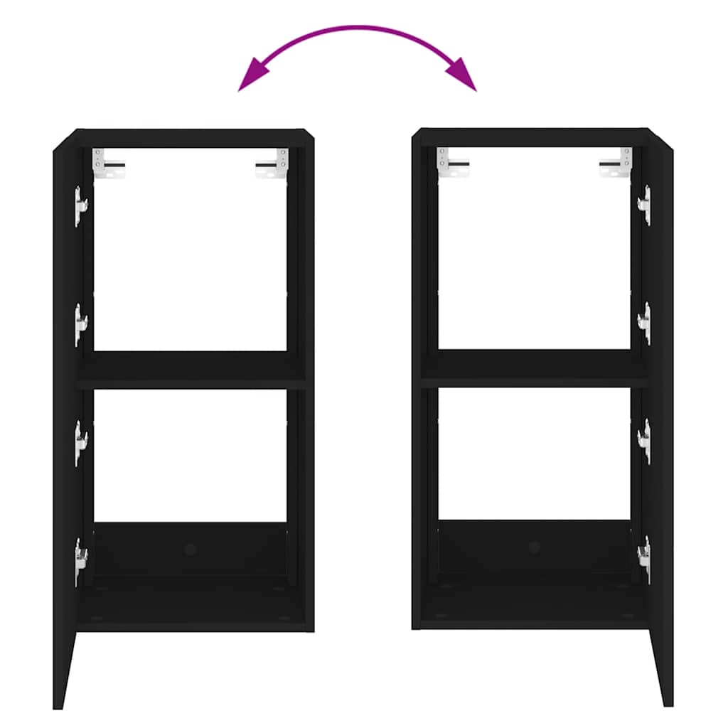 TV Wall Cabinet with LED Lights Black 40.5x35x80 cm