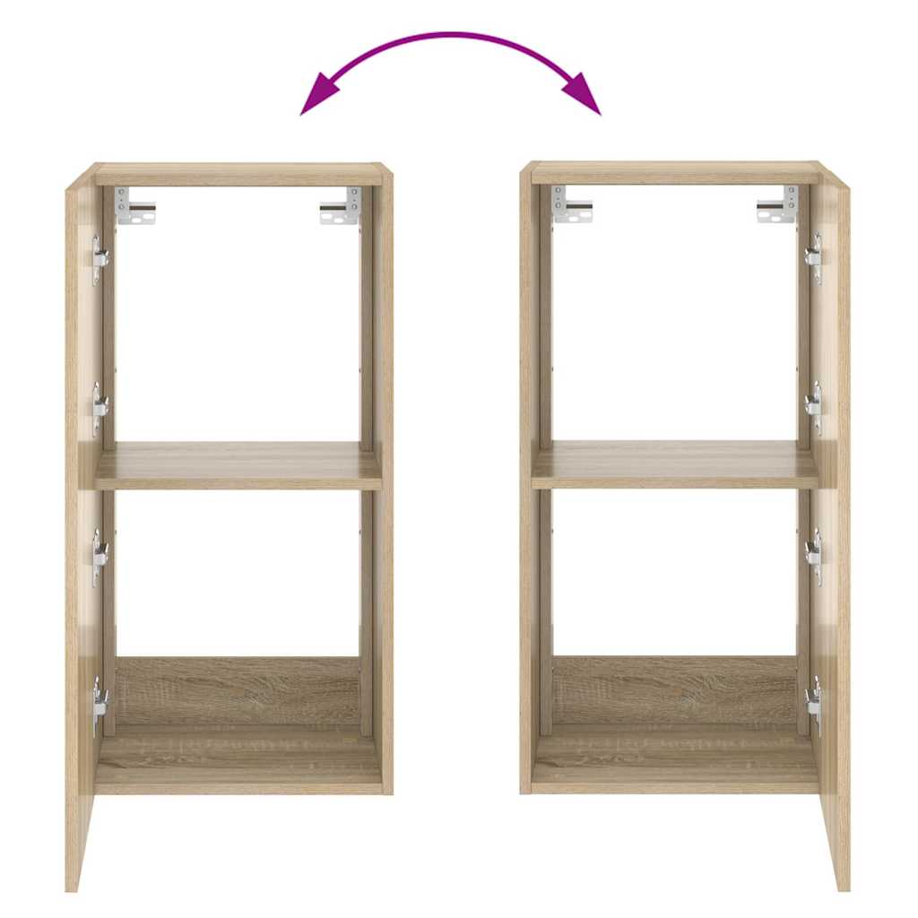 TV Wall Cabinet with LED Lights Sonoma Oak 40.5x35x80 cm