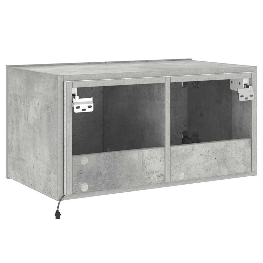 TV Wall Cabinet with LED Lights Concrete Grey 60x35x31 cm