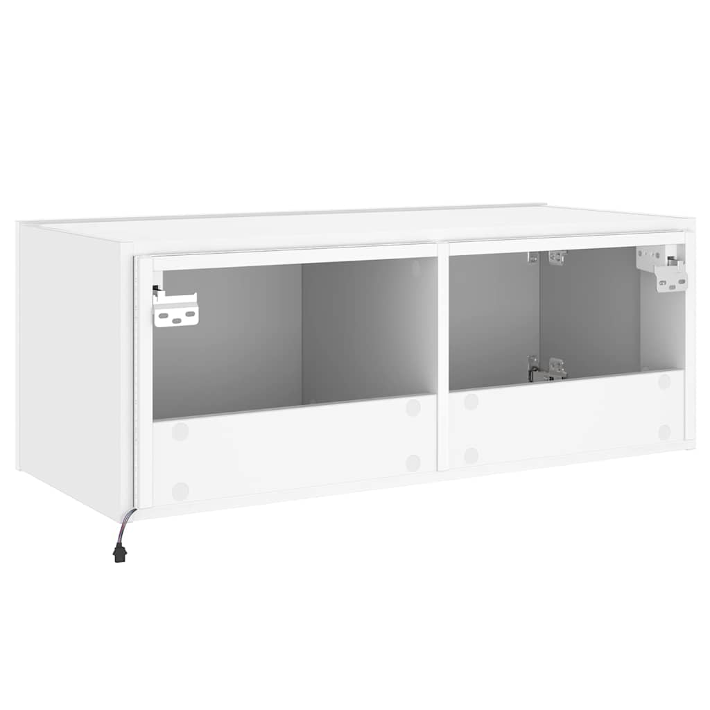 TV Wall Cabinet with LED Lights White 80x35x31 cm