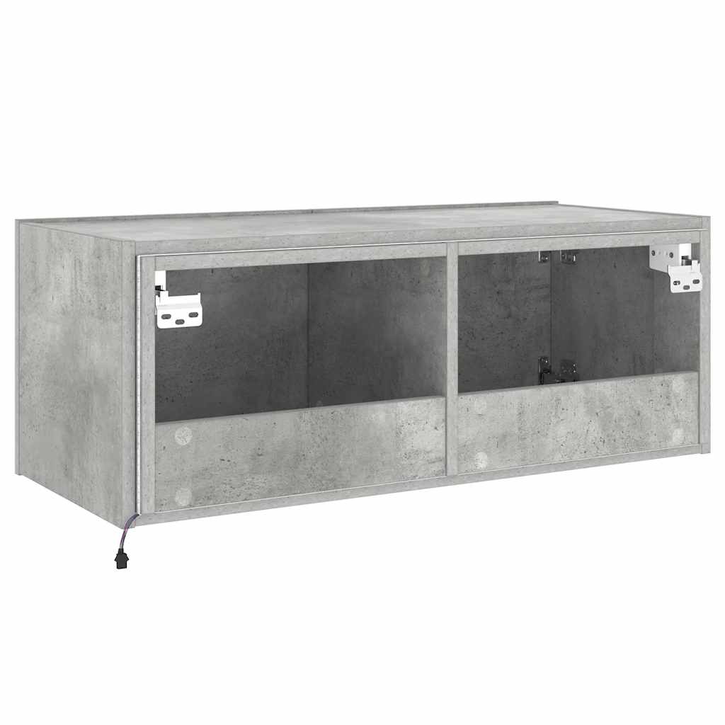 TV Wall Cabinet with LED Lights Concrete Grey 80x35x31 cm