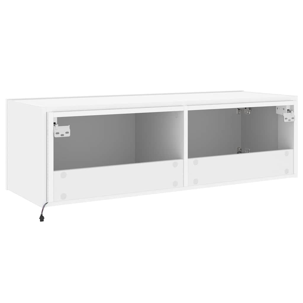 TV Wall Cabinet with LED Lights White 100x35x31 cm