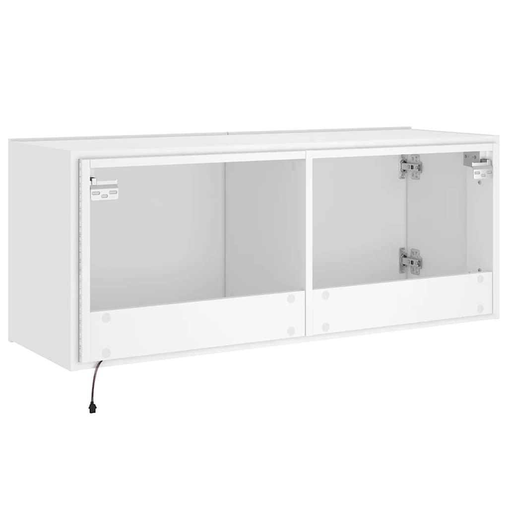 TV Wall Cabinet with LED Lights White 100x35x41 cm