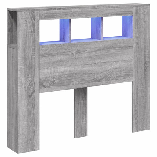 LED Headboard Grey Sonoma 120x18,5x103,5 cm Engineered Wood