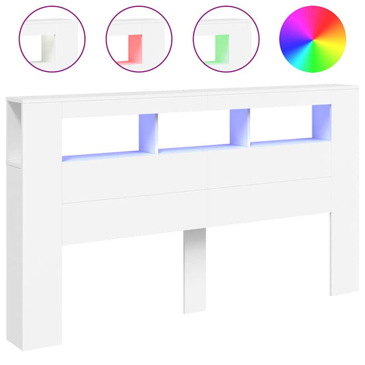 LED Headboard White 180x18,5x103,5 cm Engineered Wood