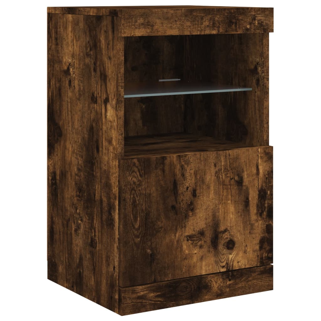 Sideboard with LED Lights Smoked Oak 162x37x67 cm