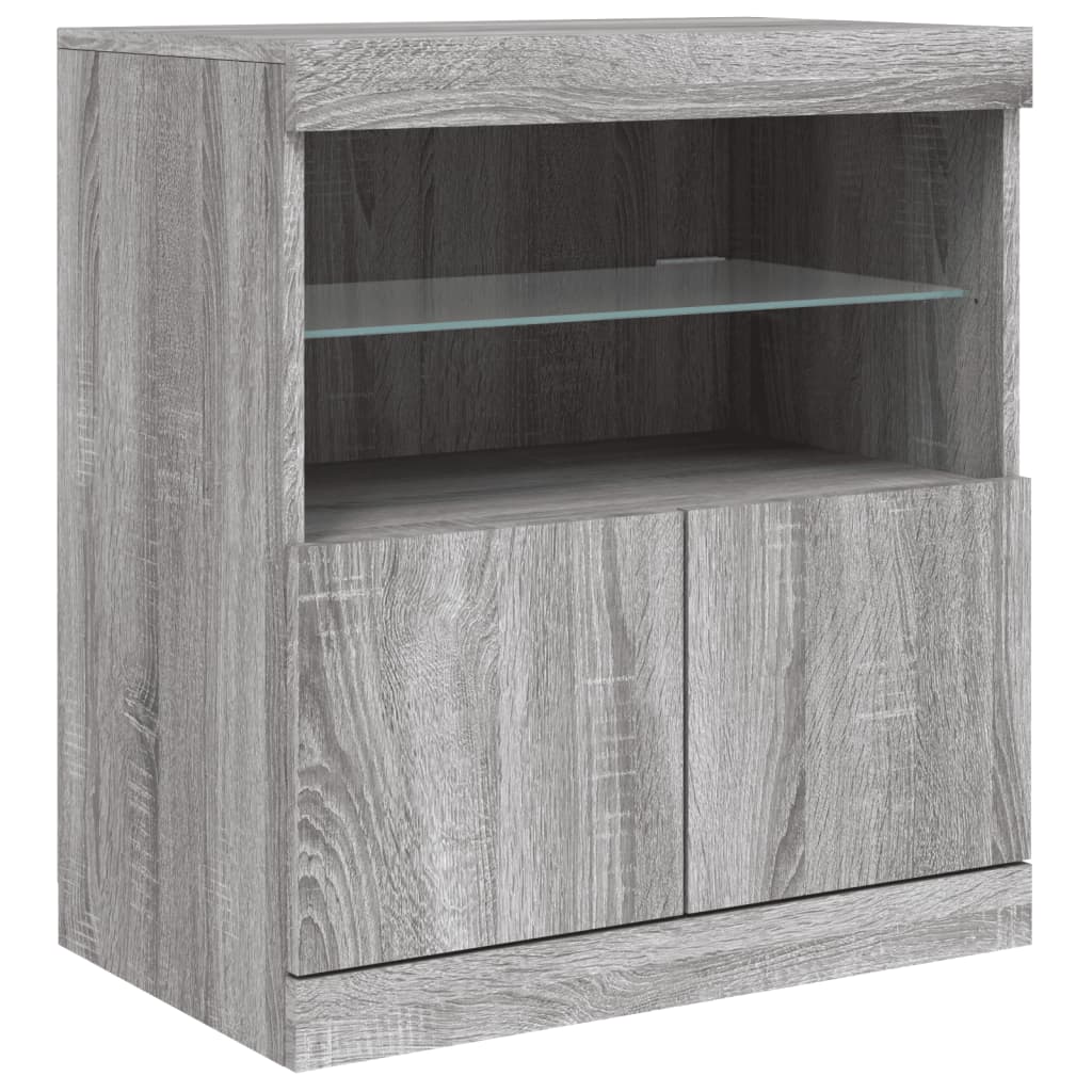 Sideboard with LED Lights Grey Sonoma 181,5x37x67 cm