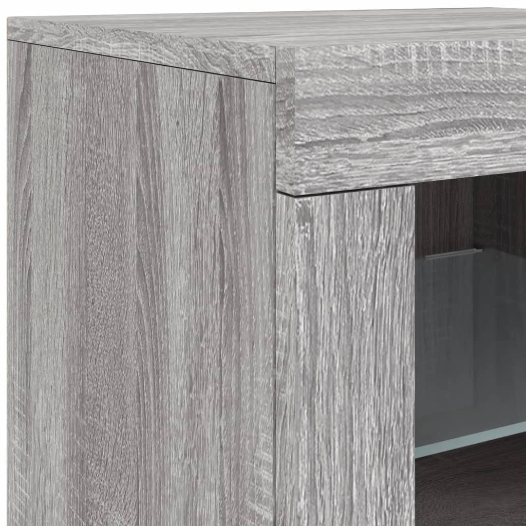 Sideboard with LED Lights Grey Sonoma 202x37x67 cm