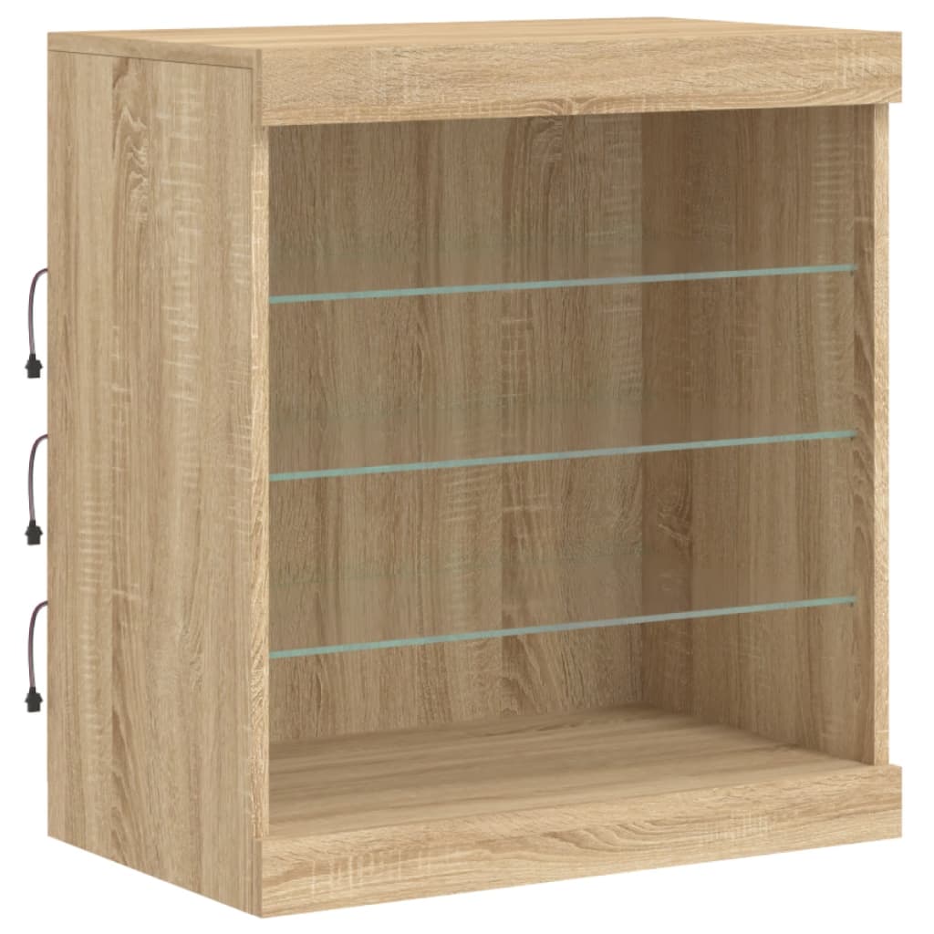 Sideboard with LED Lights Sonoma Oak 181.5x37x67 cm