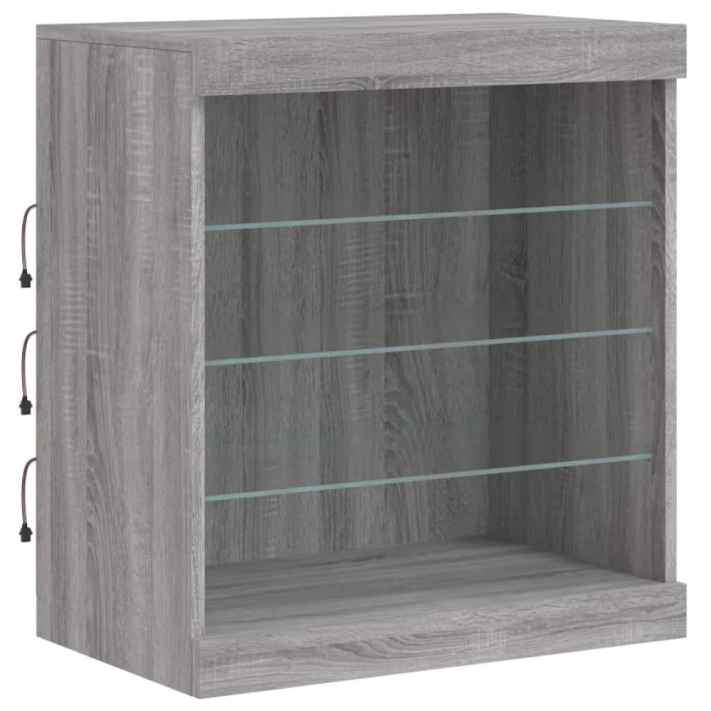 Sideboard with LED Lights Grey Sonoma 181,5x37x67 cm