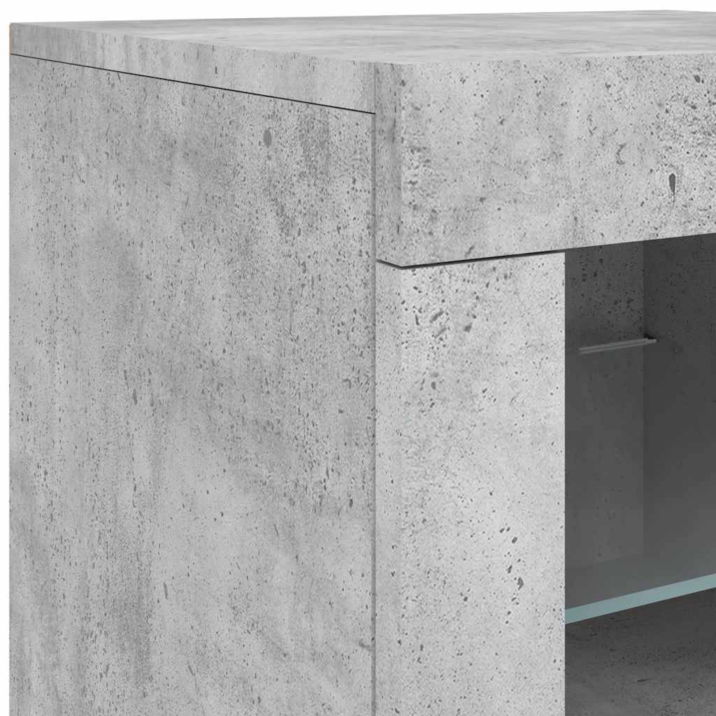 Sideboard with LED Lights Concrete Grey 142.5x37x67 cm