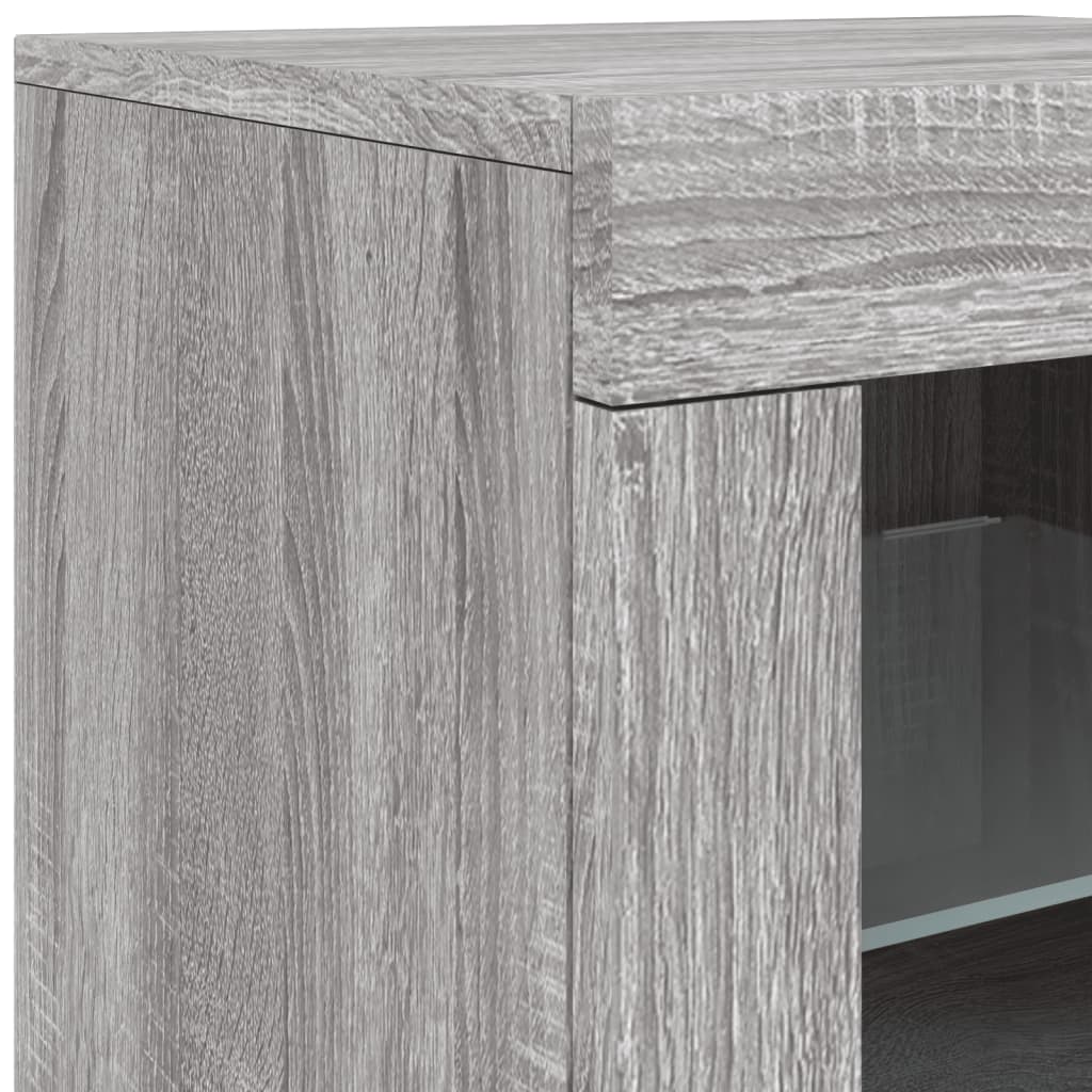 Sideboard with LED Lights Grey Sonoma 142,5x37x67 cm