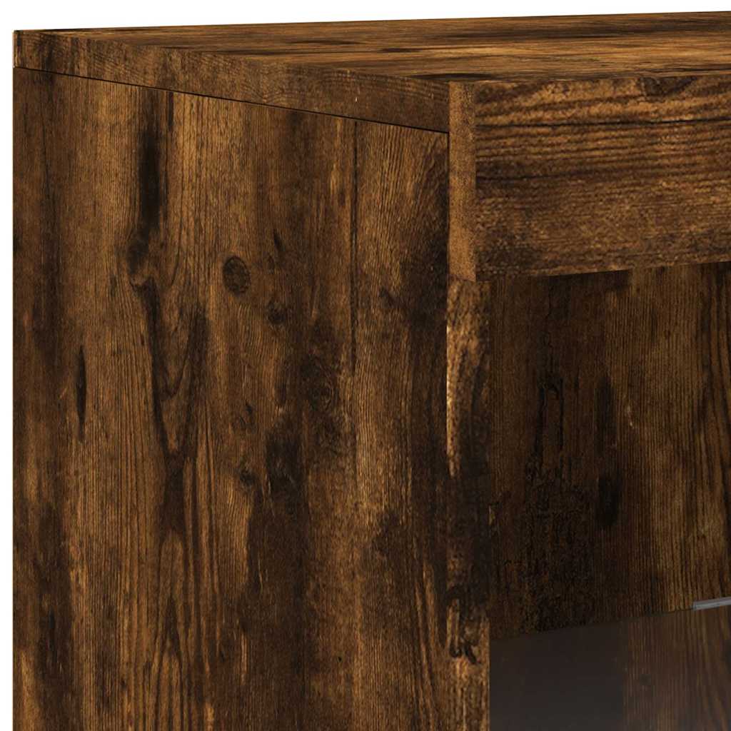 Sideboards with LED Lights 3 pcs Smoked Oak Engineered Wood