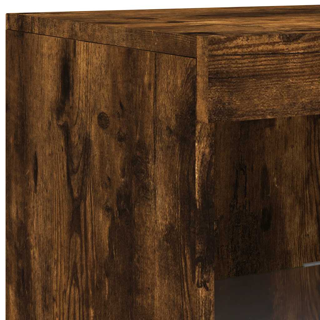 Sideboards with LED Lights 3 pcs Smoked Oak Engineered Wood