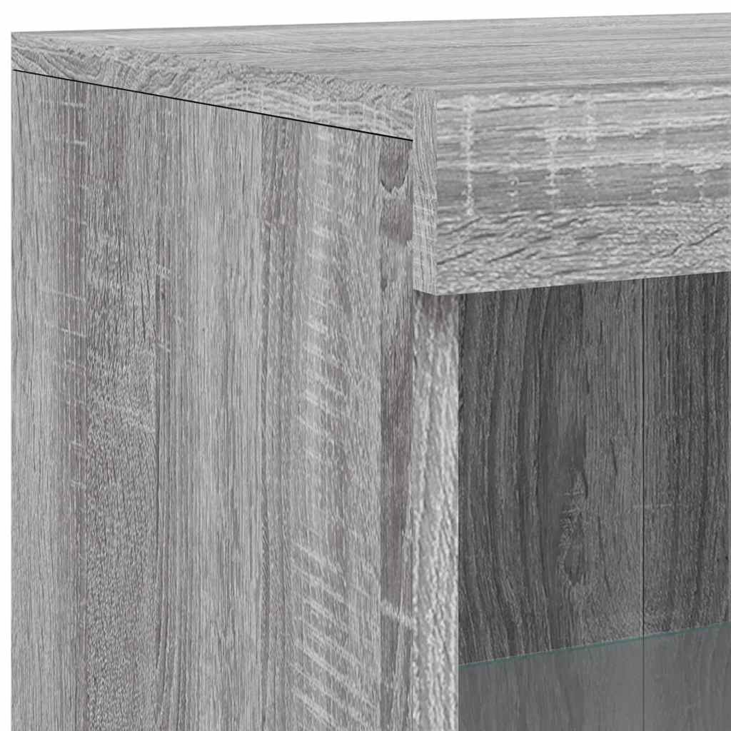 Sideboard with LED Lights Grey Sonoma 181.5x37x100 cm