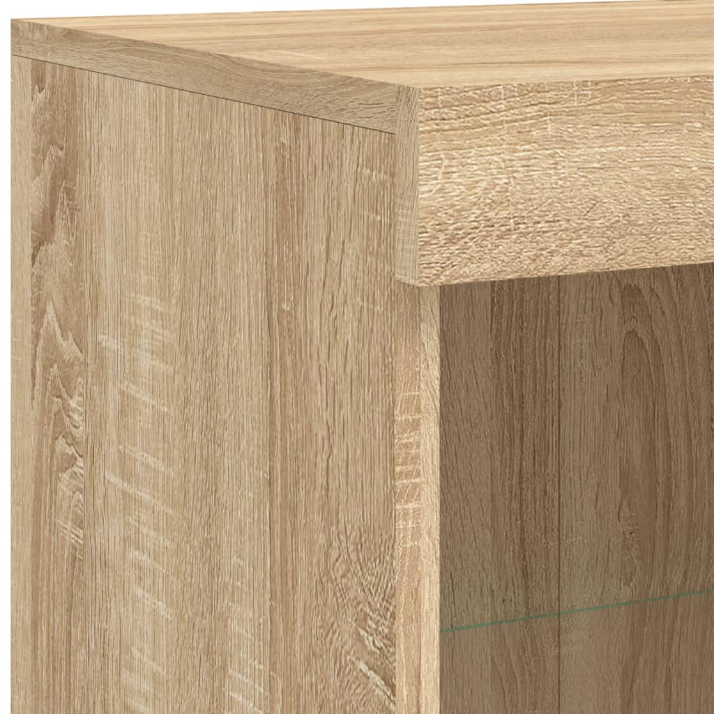 Sideboard with LED Lights Sonoma Oak 202x37x100 cm