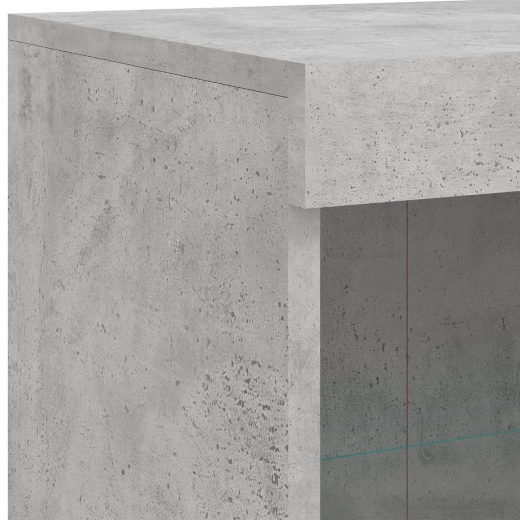 Sideboard with LED Lights Concrete Grey 202x37x100 cm