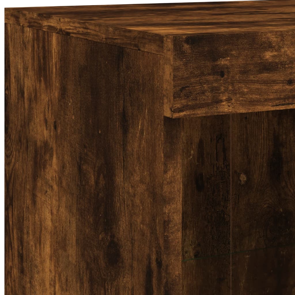 Sideboard with LED Lights Smoked Oak 202x37x100 cm