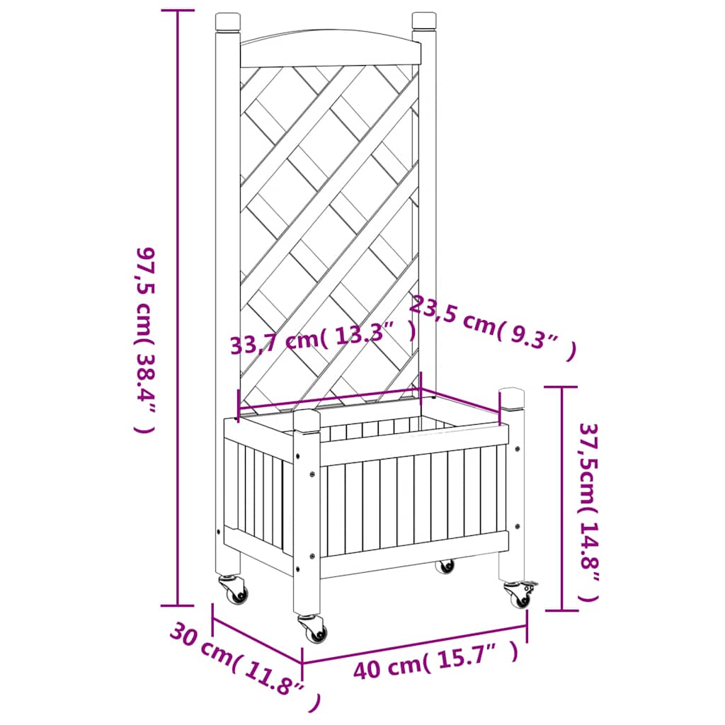 Planter | Grey | Solid fir wood, Iron | Medium | Planter | Rectangular