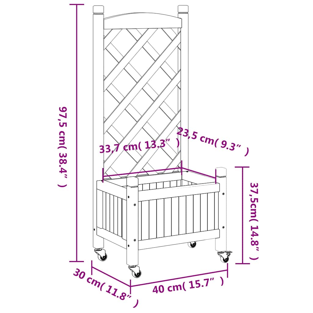 Planter | Black | Solid fir wood, Iron | Medium | Portable | Planter