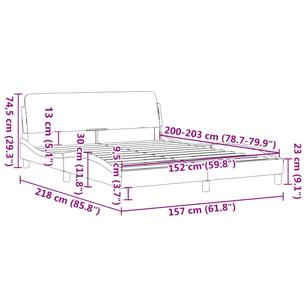 Bed Frame "Dover" Black 59.8"x79.9" Faux Leather