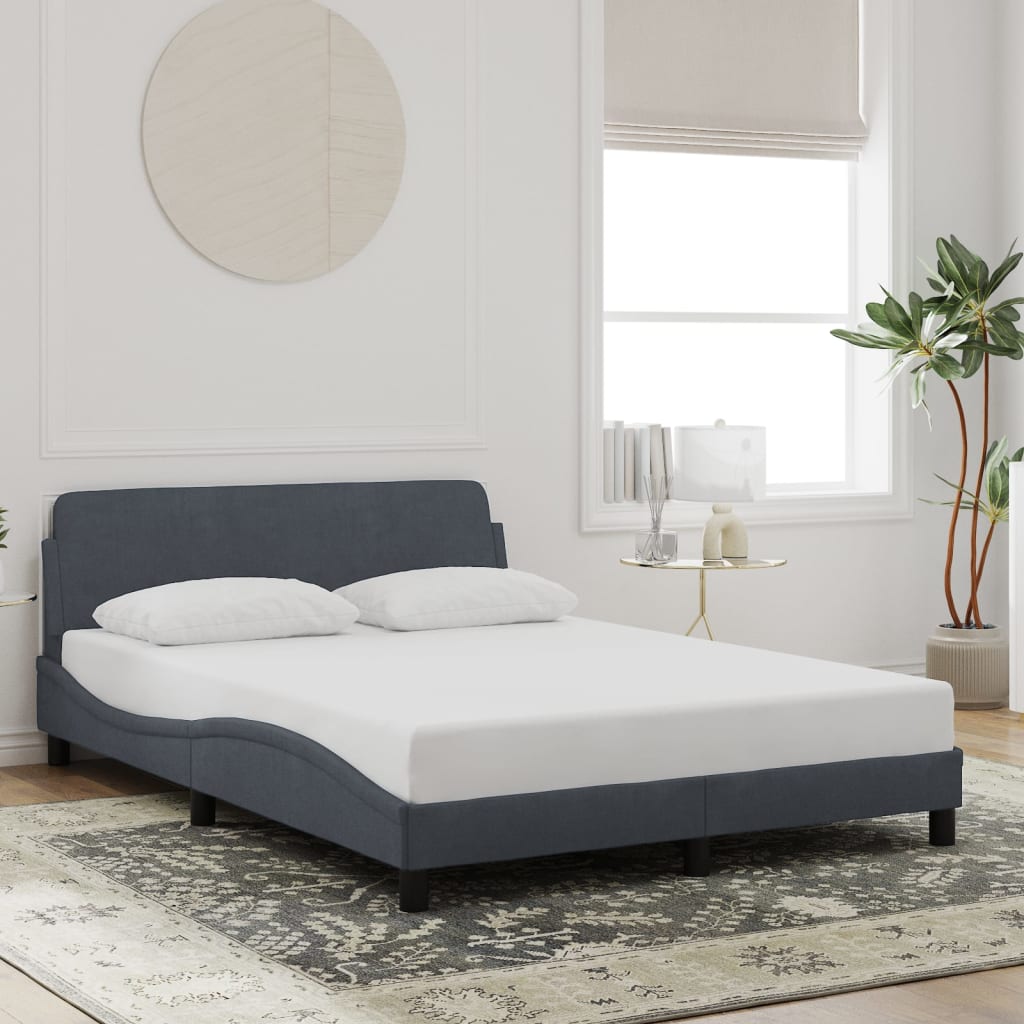 Bed Frame "Dover" Dark Grey 135x190 cm Double Velvet