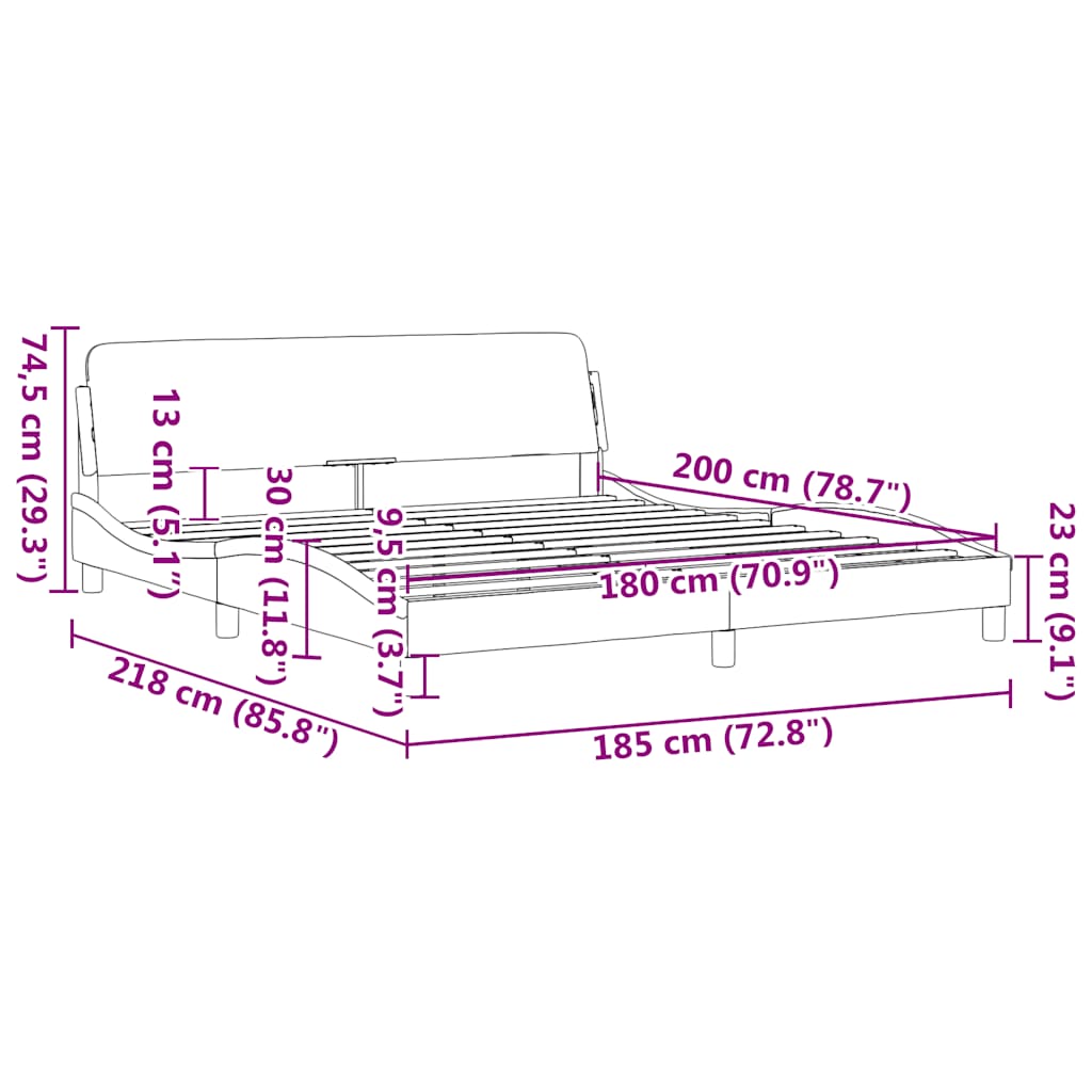 Bed Frame "Dover" Dark Grey 180x200 cm Super King Fabric