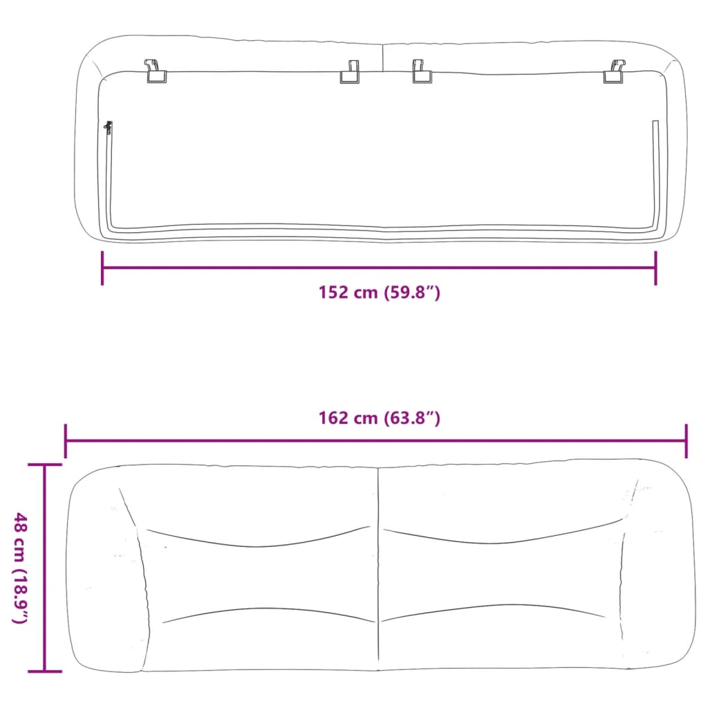 Headboard Cushion "Hvar" Light Gray 59.8" Fabric