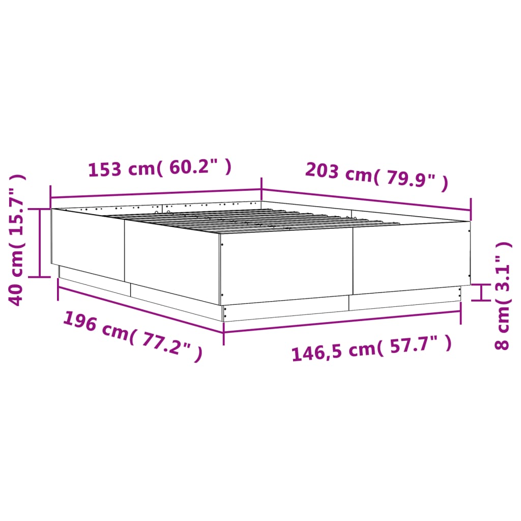 Bed Frame without Mattress White 150x200 cm King Size