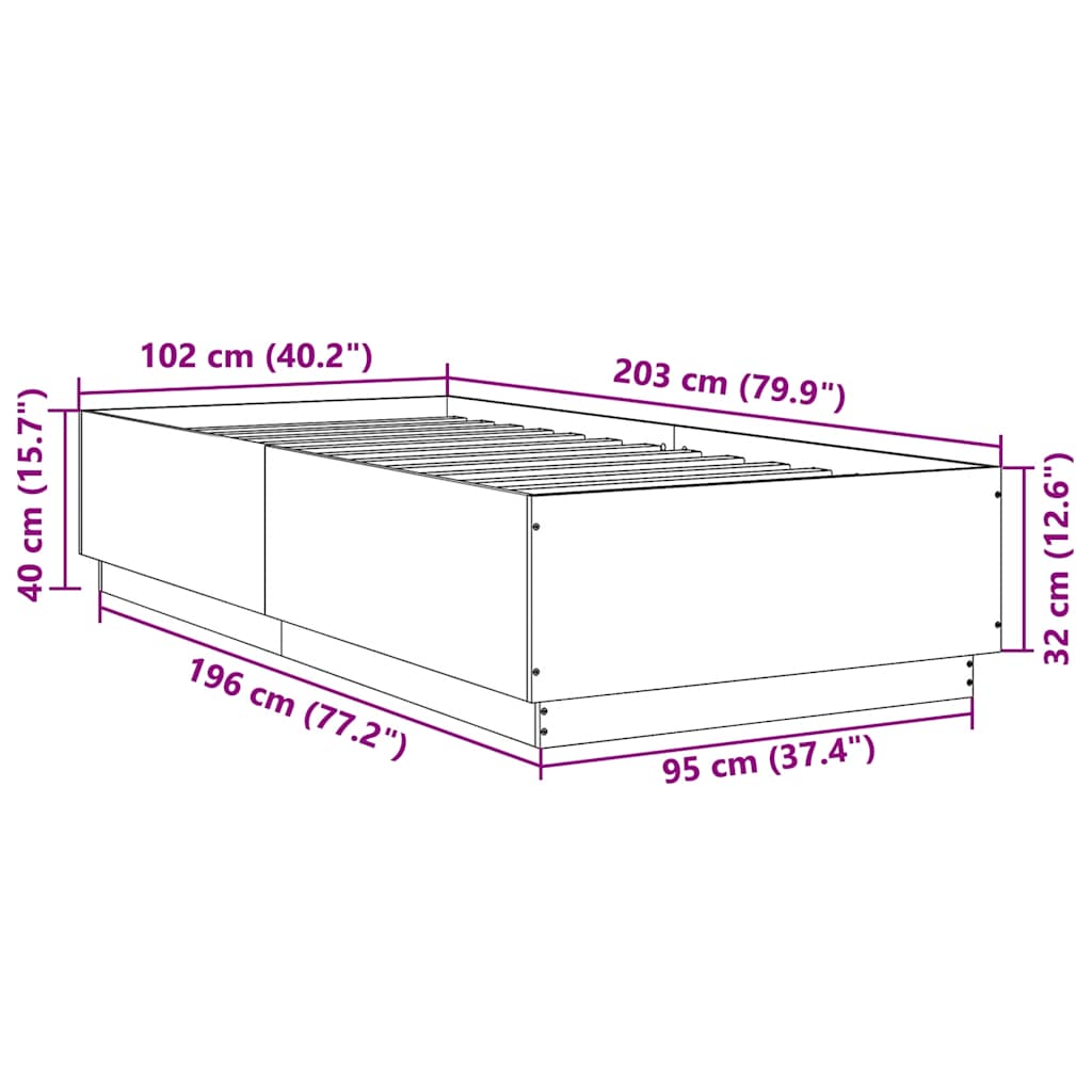 Bed Frame without Mattress Brown Oak 100x200 cm