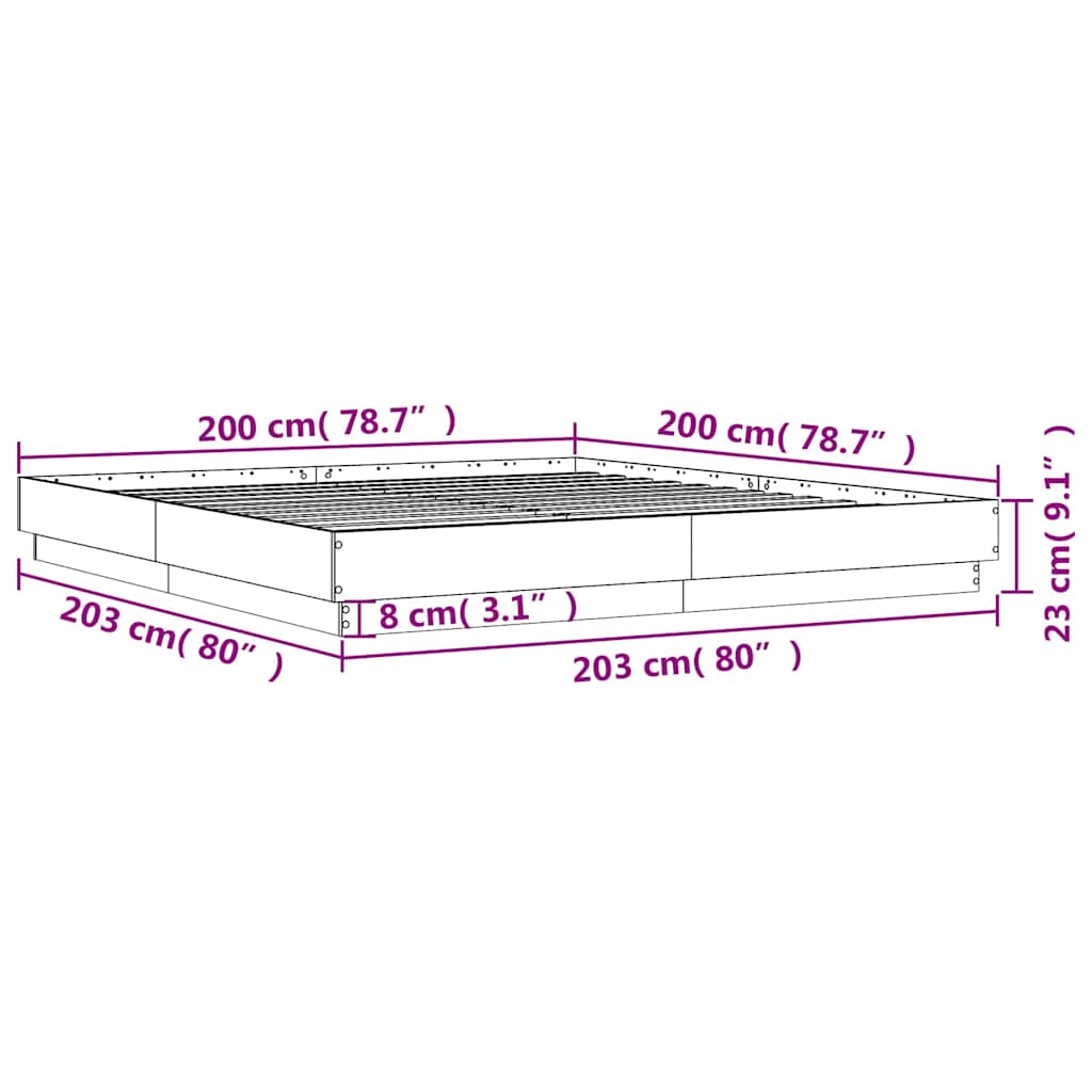 Bed Frame without Mattress Sonoma Oak 200x200 cm