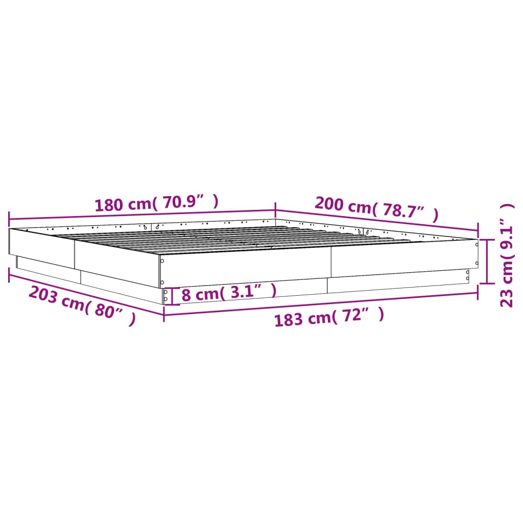 Bed Frame | Grey Sonoma | Engineered Wood, Plywood | Super King | Durable