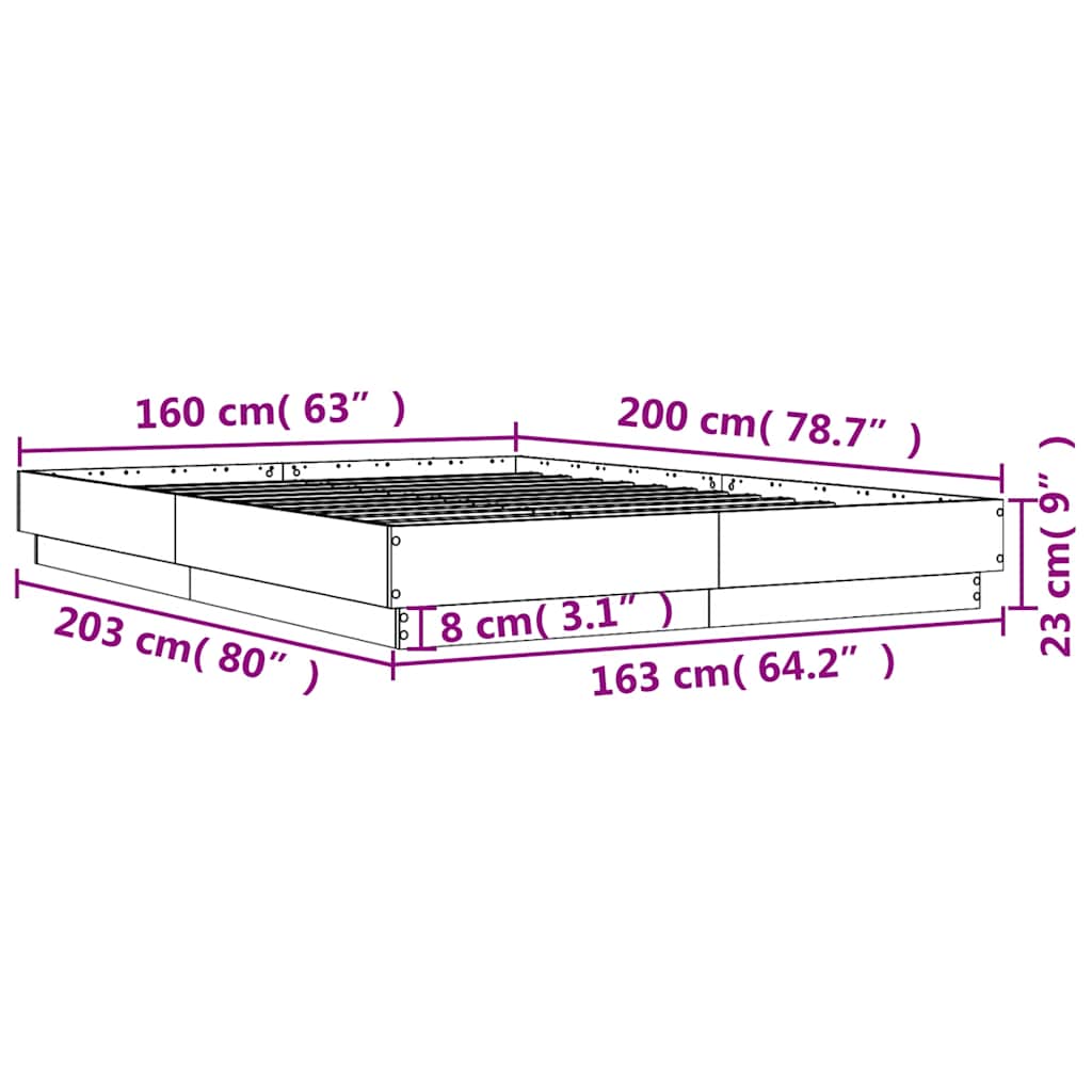 Bed Frame without Mattress Sonoma Oak 160x200 cm